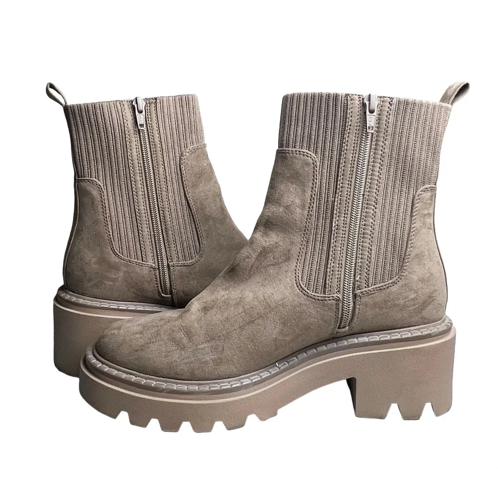 Target Universal Thread Taupe Sock Boots Chunky Platform Chelsea Size 10